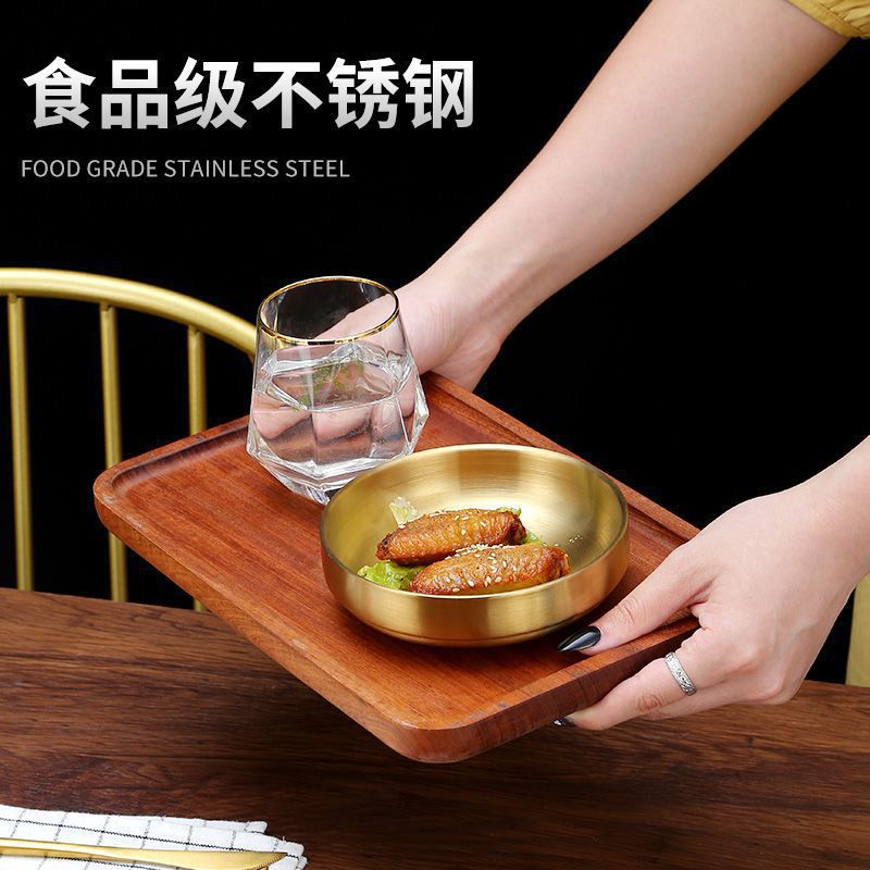 Stainless Steel Double-Layer Korean-Style Saucers, Seasoning Saucers, Dipping Saucers, Golden Kimchi Saucers, Barbecue Restaurant Cold Dish Saucers, Bone Saucers, Flavor Saucers Application Scenario