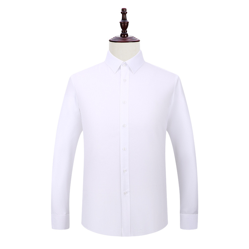 Pure cotton ready-to-wear, no-iron, high-end, pure white long-sleeved men's shirt with a reverse front for commuting, autumn high-end shirt Item Picture
