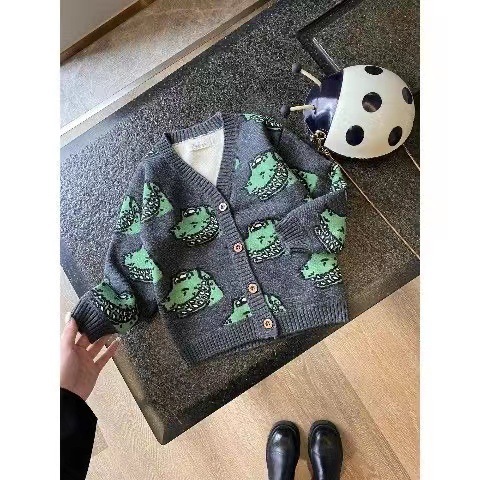 New composite crystal fleece lining for boys and girls, knitted cardigan coat, autumn and winter baby Korean style Item Picture