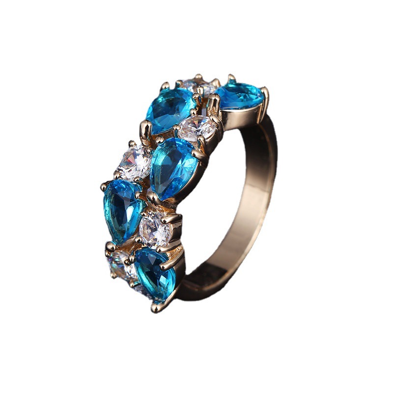 Wholesale of European and American fashionable colored crystal rings, Mona Lisa AAA zircon rings, rose gold rings and other accessories Item Picture