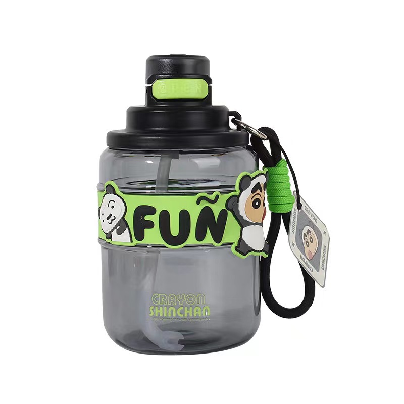 Crayon Shin-Chan High Appearance Level Student Sports Water Cup, Large-Capacity High-Temperature Resistant Big-Belted Cup, Round Ton Straw Cup, Portable Cup Item Picture