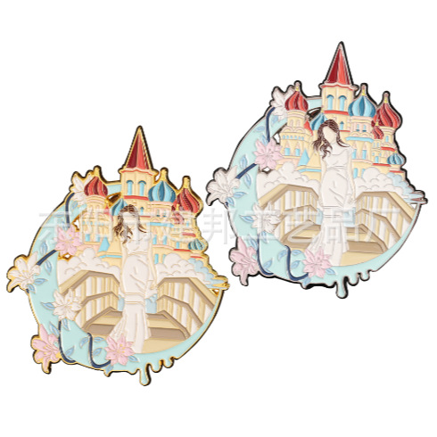 Customized metal fridge magnets for scenic spots, tourist souvenirs, surface baked paint fridge magnets, cultural and creative buildings, wholesale