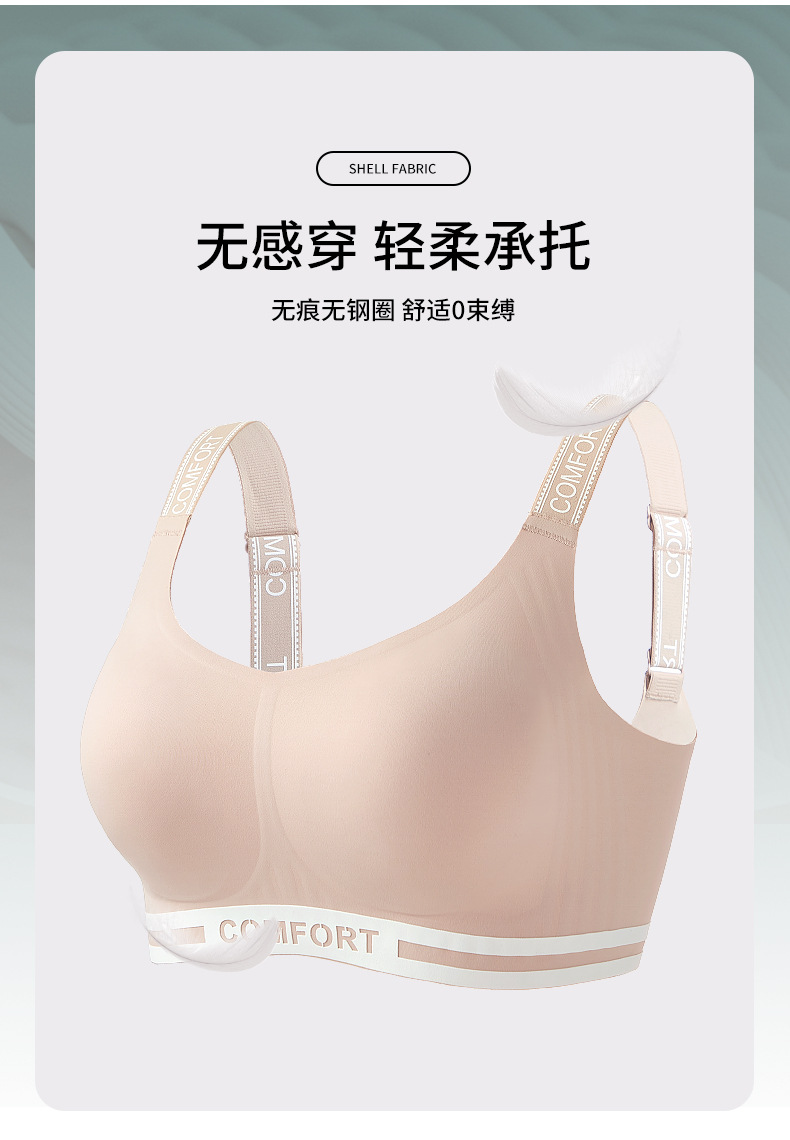 夏季新品大胸显小无痕内衣女无钢圈防下垂收副乳胸罩防震运动文胸详情12