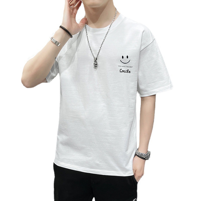 Short-sleeved T-shirt for men, pure cotton summer new style men's half-sleeved T-shirt for men, Korean style trendy summer wear, fashionable upper garment Item Picture