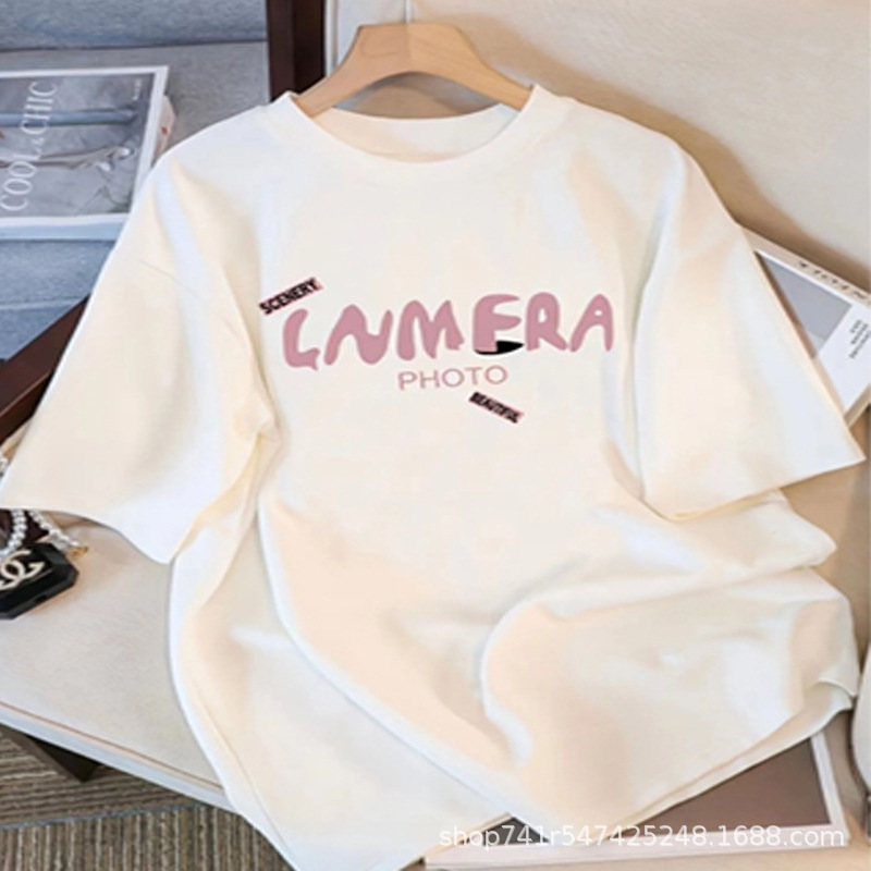 Summer wear 2024 new short-sleeved T-shirt for women, paired with Hong Kong-style chic women's wear and Korean-style loose half-sleeved T-shirt for hair delivery