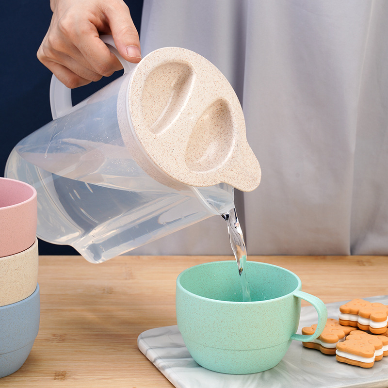 Simple frío kettle plástico casa tazas kettle set combinado resistente a altas temperaturas 1.6L fresco blanco abierto agua taza de té kettle Specification image