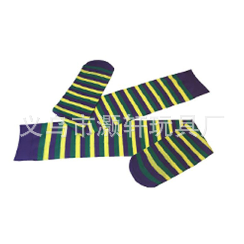 Cross Border special supply three color stripe over knee stockings Carnival yellow, green and purple color striped stockings with thick stockings Application Scenario