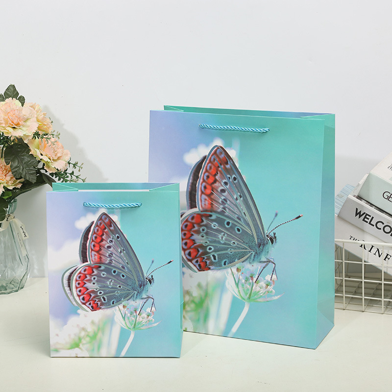 Ladies Vivid Butterfly Gift Bag Tote Bag Paper Bag Clothing Shopping Bag Birthday Return With Hand Gift South America Specification drawing