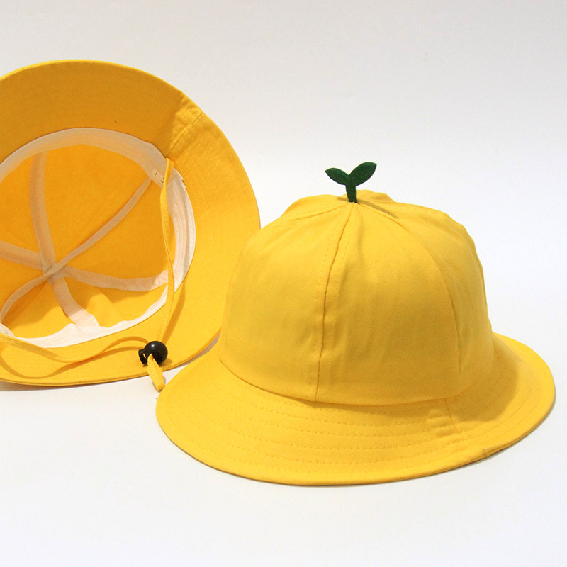 Fisherman's hat, children's small yellow hat with logo, sun hat, cute kindergarten student, little bun hat, girls' summer Application Scenario