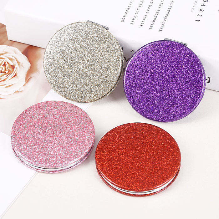 Wholesale of popular girls' small mirrors, portable student folding round mirrors, carry-on mirrors, and makeup mirrors for young girls details Picture