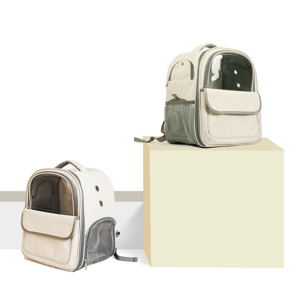 Portable, breathable, large-capacity cat backpack, pet space capsule, double-shoulder backpack, dog outing bag for winter