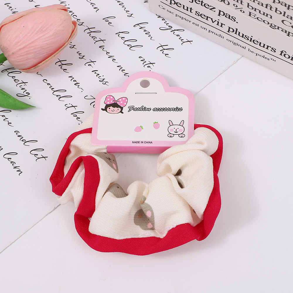 田园风草莓方形发圈小清新大肠发圈粉色系少女头饰头绳发饰现货细节图