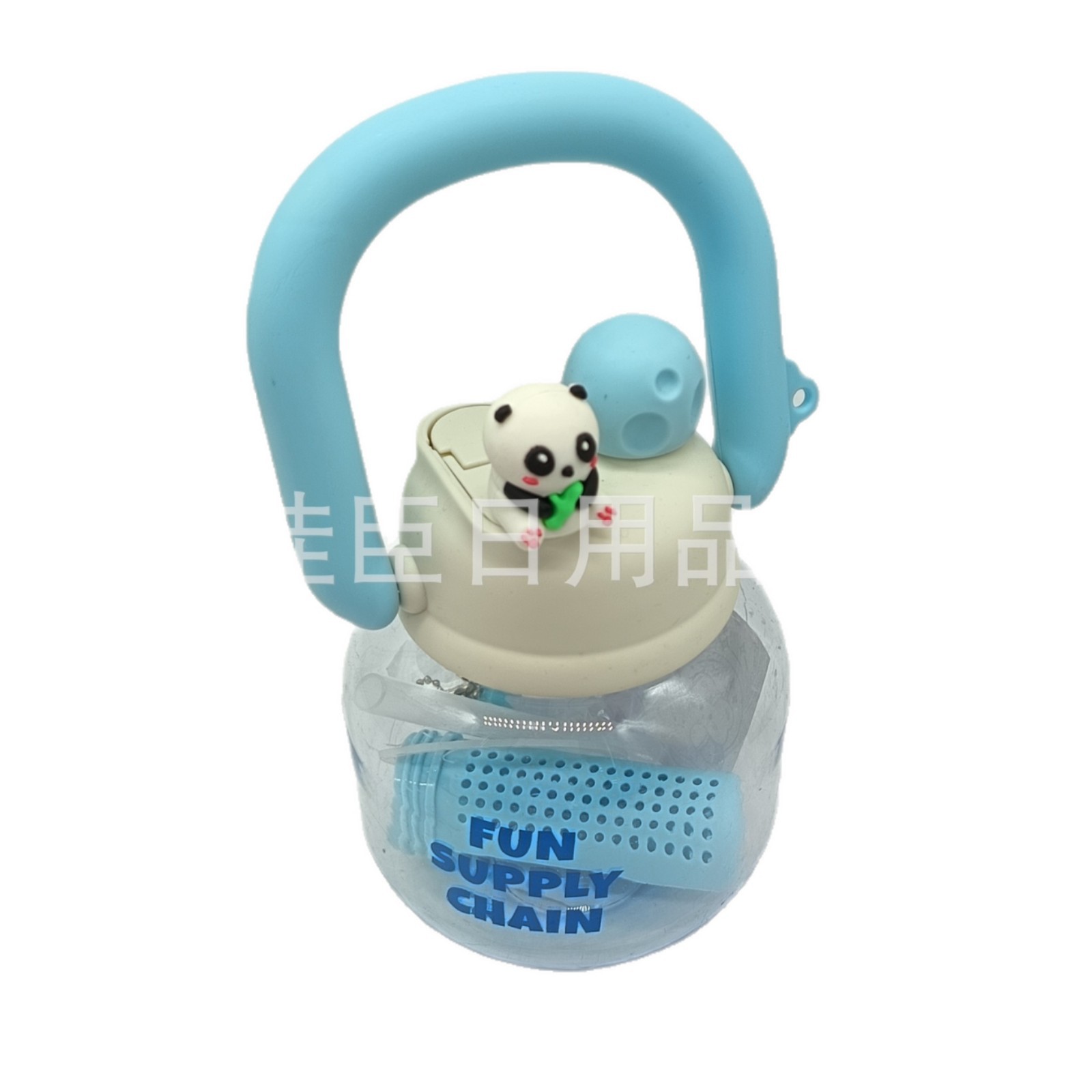 The cartoon cute children's double drinking water pot pc cup, high appearance level straw cup, outdoor sports water cup, large capacity Item Picture