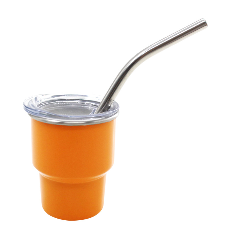 Cross border single double layer mini copa de licor 2oz vaso de pajita vaso térmico de acero inoxidable vaso portátil en stock Item Picture