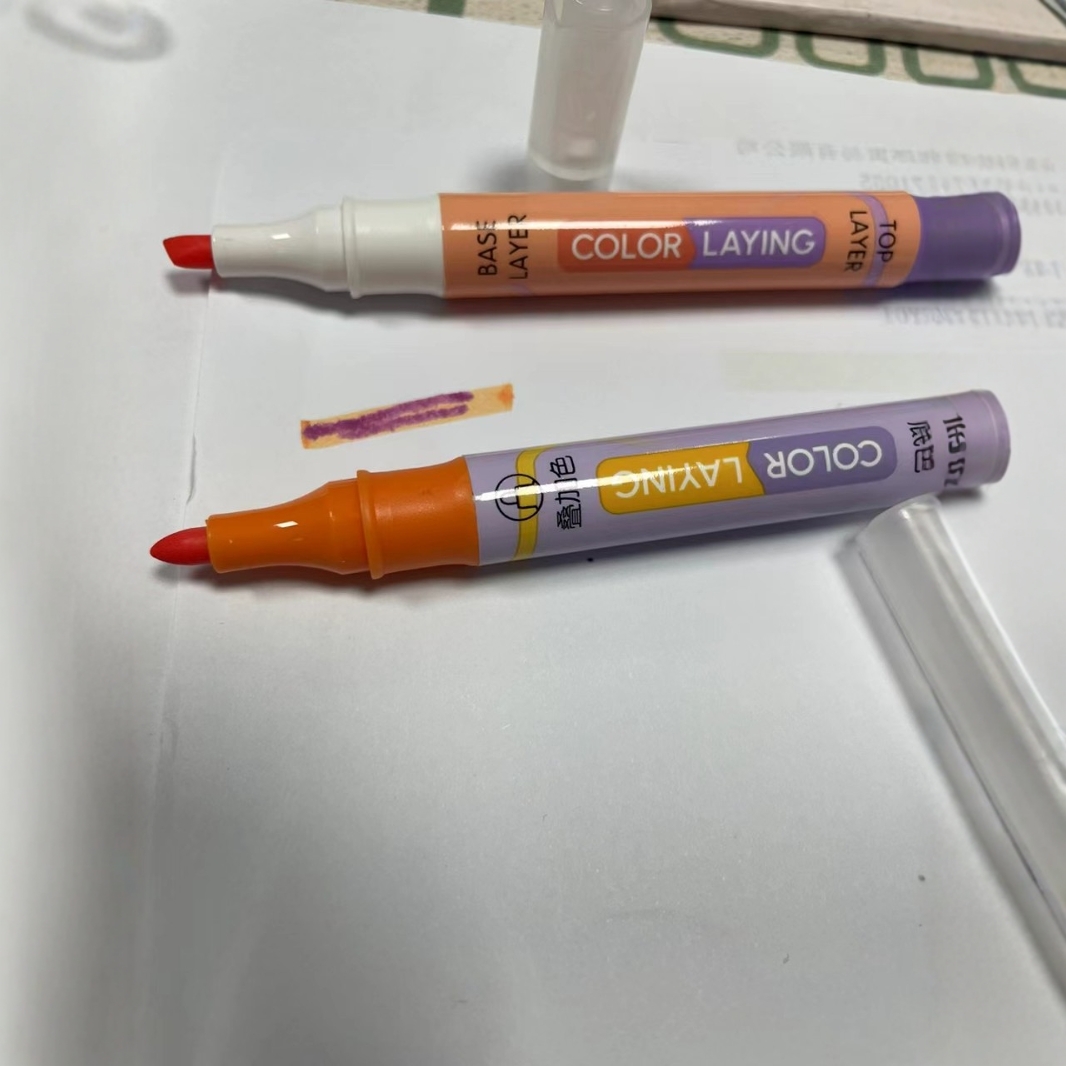Tl-335 Laminated Highlighter Mild Natural Double Head Fluorescent Pen Base Color Overlay Color Does Not Cover Painting Application Scenario