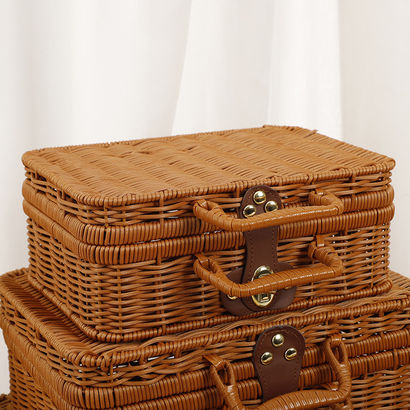 Rattan hand-woven suitcase, cosmetics storage box, wedding gift box, souvenir box details Picture