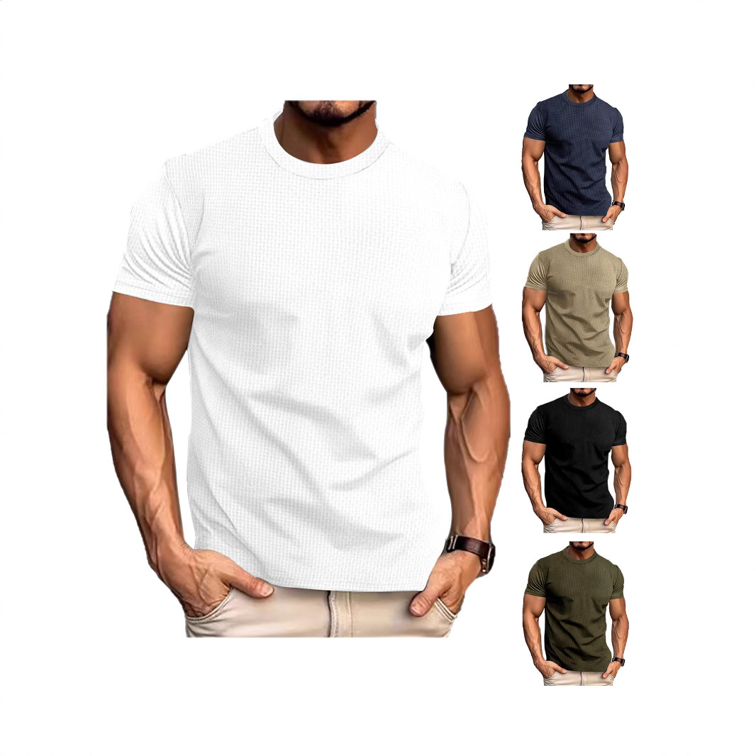 The 2025 summer new cross-border European-style men's short-sleeved T-shirt, breathable and form-fitting top, and men's running sports T-shirt are trendy Specification image