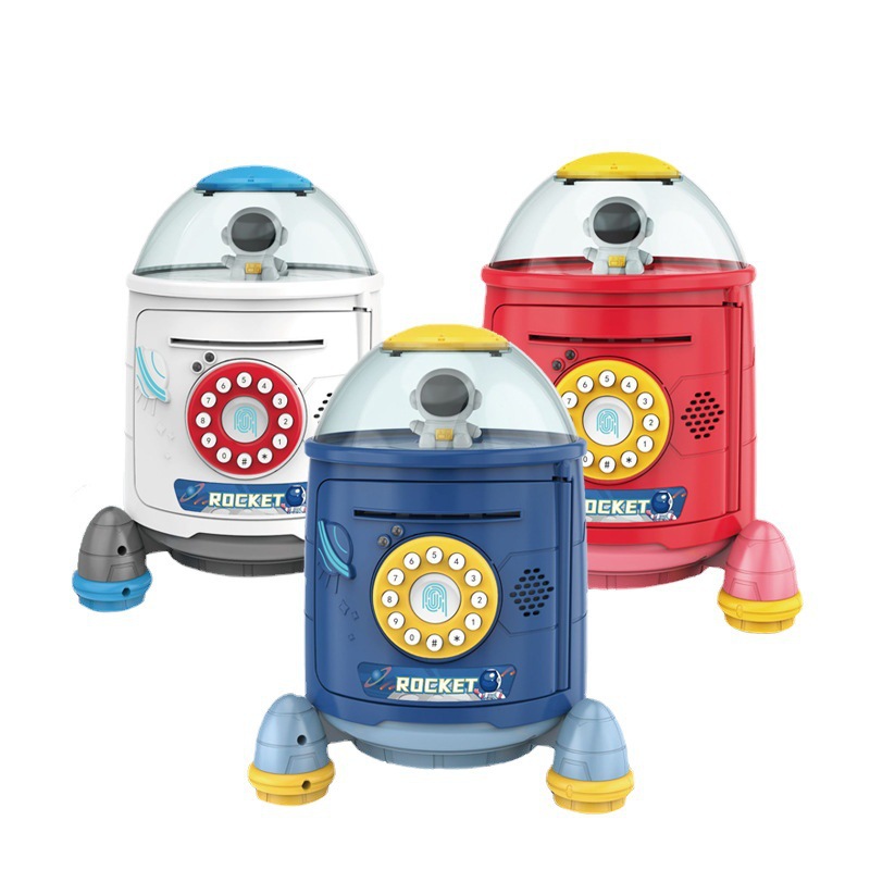 Space piggy bank toy savings ATM automatic roll money fingerprint password safe manufacturer direct sales Item Picture