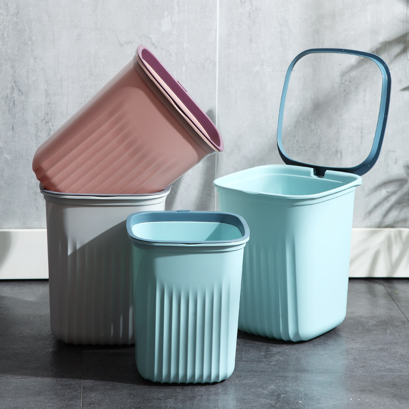 Large trash cans, household kitchen waste baskets, office garbage classification storage bins, thickened uncovered pressure ring paper baskets