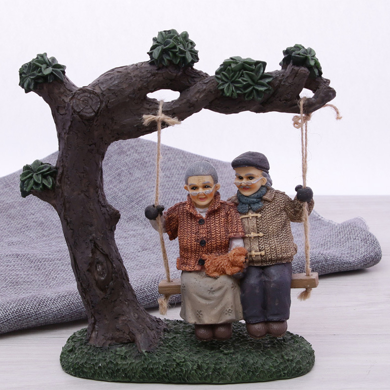 Keep Accompanied By Swinging Old Man Resin Crafts Home Decoration To Grandpa Grandma Old Elders Gifts Specification drawing