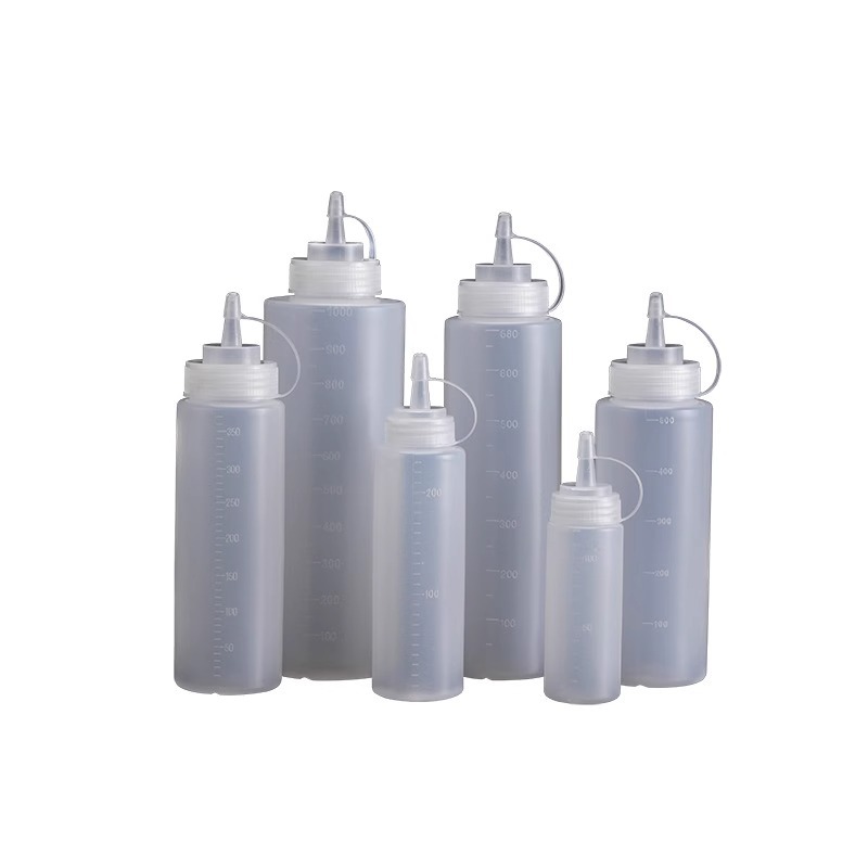 Plastic pointed spout squeezing bottle for tomato salad dressing, commercial oil pot, household sauce, dressing and seasoning bottle Item Picture