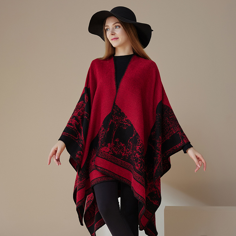 Simple Niche New Shawl With Female Thickened Shawl Summer Senior Sense Cloak Dark Double-Sided Warm Scarf Application Scenario