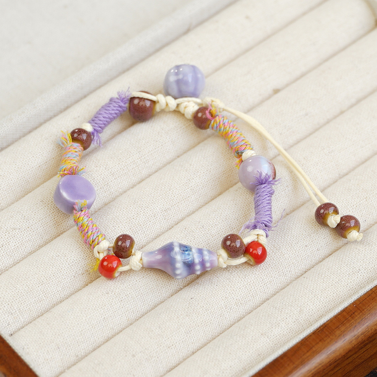 Wholesale of Jingdezhen temperament ceramic bracelets with ethnic style, Maillard color series and New China style Teddy dog bracelets Specification image