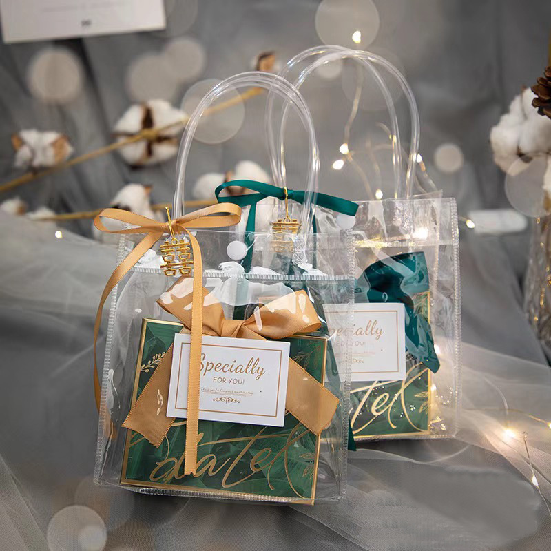 Wholesale pvc handbags, transparent gift bags, internet-famous hand-carried plastic packaged gifts, wedding candies, and souvenir bags Specification image