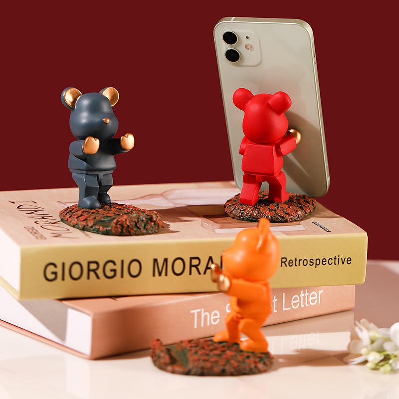 呆呆熊平板手机支架看电视可爱ins风卡通少女心学生礼物创意摆件