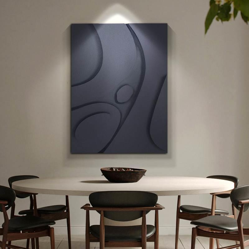 The designer's wabi-sabi style living room decorative painting, abstract hand-painted oil painting, three-dimensional wood carving wall installation art for the entrance hall and dining room Application Scenario