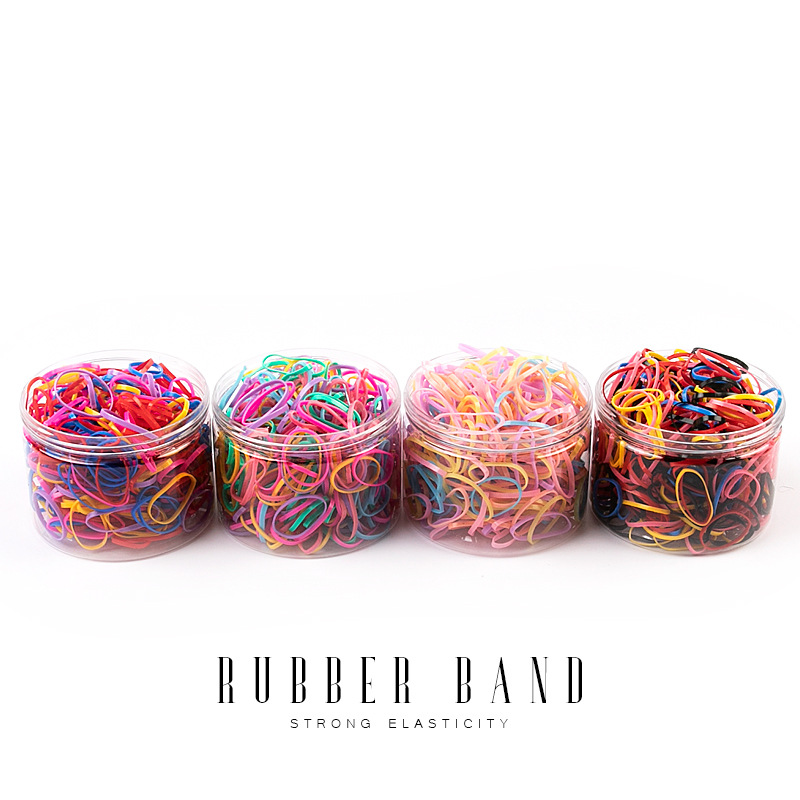 New Boxed Hair Rope Black Large Round Bottle Color High Elastic Scrunchie Strong Pull Constant Children Disposable Small Rubber Band details Picture