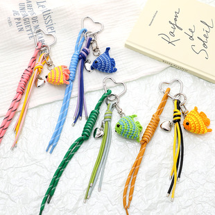 Light luxury and fashionable color-plated rose beaded car keychain, trumpet flower Ins-style mobile phone, luggage and pendant pic 5