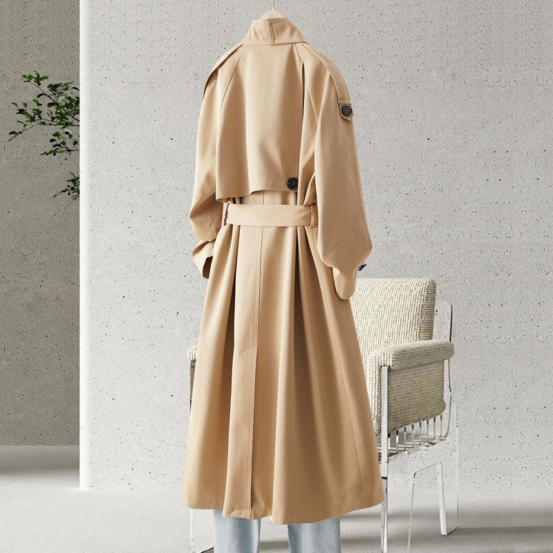 Awakening Of The Paradise Stand Collar Design Sense Metal Buckle Loose 100 Women's Coat Spring Fashion Temperament Long Trench Coat details Picture