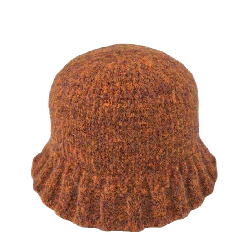 Japanese Knitted Basin Hat Autumn And Winter New Fisherman Hat Female Korean Woolen Hat Retro Warm Personality Bucket Hat Tide Item Picture