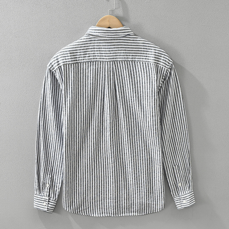 8909 rayas hombre camisa de manga larga juventud moda casual versátil arte holgada top una pieza de generación de cabello details Picture