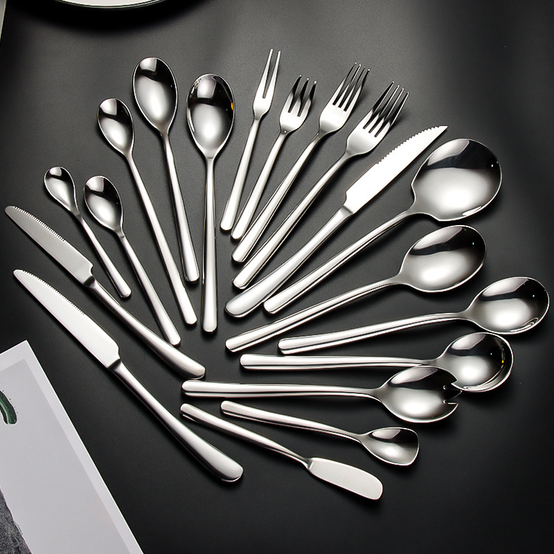 Cross-Border Stainless Steel Knife, Fork And Spoon Tableware Set Moonlight Series Home Hotel Steak Knife, Fork And Spoon Western Tableware Knife And Fork details Picture