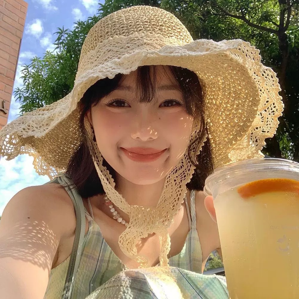 Brand [Sondona] Cross-border wholesale of sun hats and straw hats, lace lace beach hats, straw hats, women's summer rolled-up edges, seaside hollowed-out Lafite sun hats, large brims Specification image