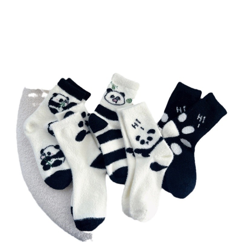 جوارب مركونة بجوارب صغيرة، جوارب بيضاء وأسود، جوارب نوم Item Picture