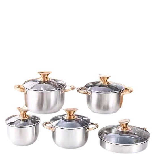 One stainless steel pot, soup pot set, thickened universal old-fashioned frying pot, milk pot, single-bottom pot set wholesale 304 Item Picture