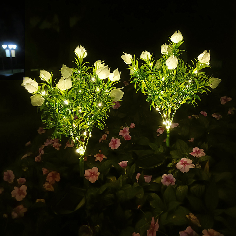 LED gardenia flower solar outdoor simulation flower lights, courtyard decoration, lawn lantern grass, outdoor waterproof atmosphere lights details Picture