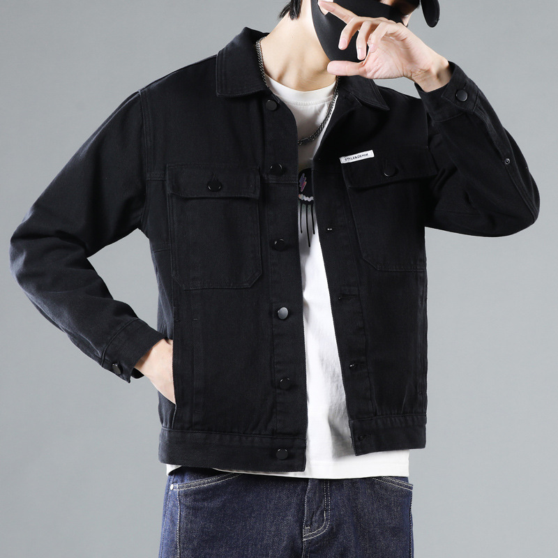 2022 New Spring And Autumn Denim Coat Men's Trend Handsome Jacket Men's Cargo Jacket Autumn Clothing Men Specification drawing