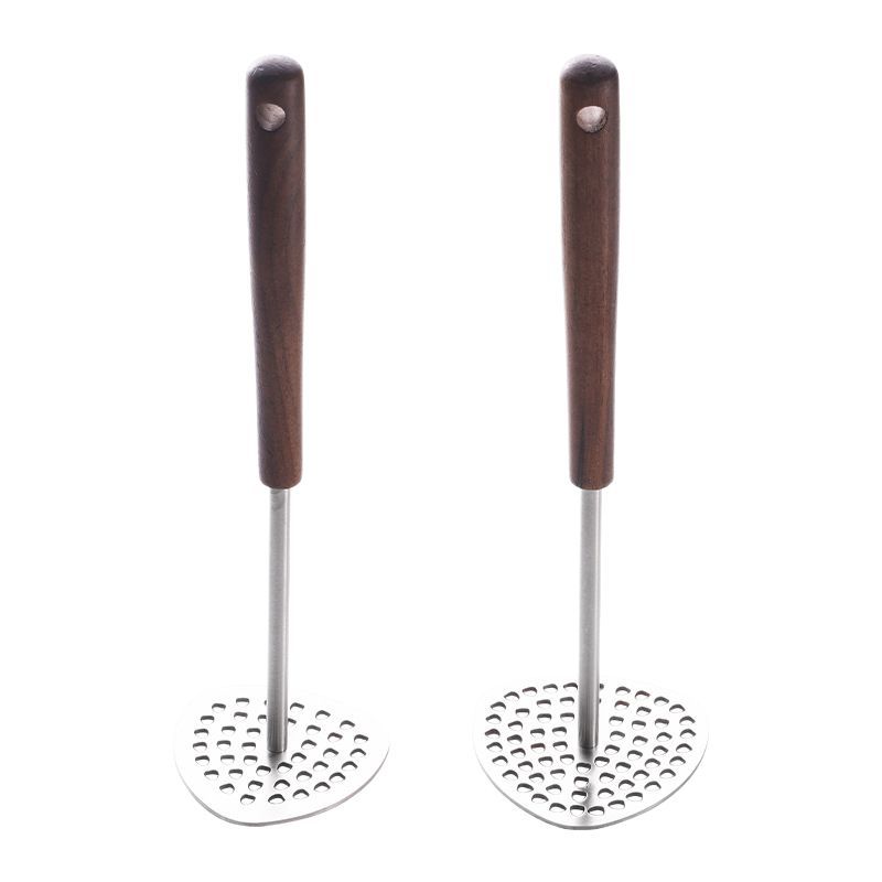Factory direct supply of walnut wood handle potato press, potato puree press, and household baby food grinder for pressing potatoes Item Picture