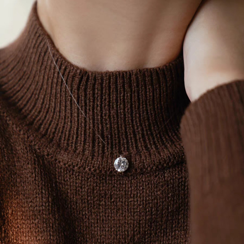 【 High Quality 】 Mermaid's Tear Invisible Necklace, Zircon Pure Silver Collarbone Chain, a Valentine's Day gift for your girlfriend Specification image