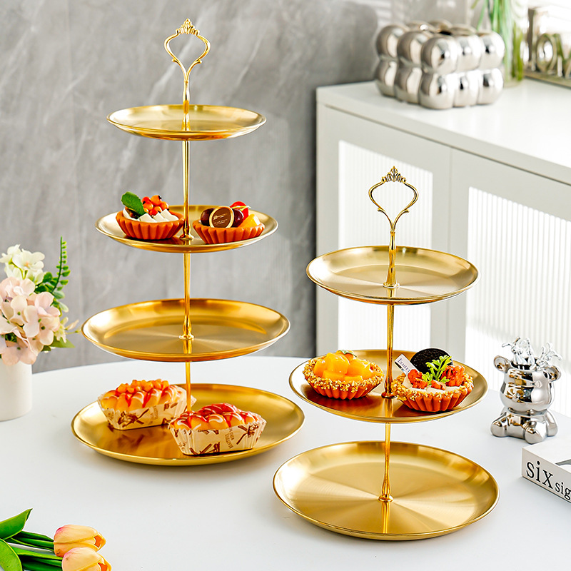 Cross-Border Stainless Steel Skewer Tray Multi-Layer Cupcake Tray Front Desk Confectionery Tray Hotel Household Multi-Layer Dim Sum Plate Application Scenario