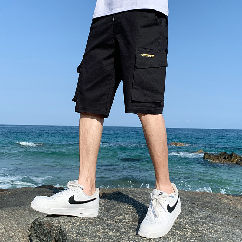 工装五分裤子男士夏季纯棉沙滩运动休闲夏天韩版潮流宽松短裤男式