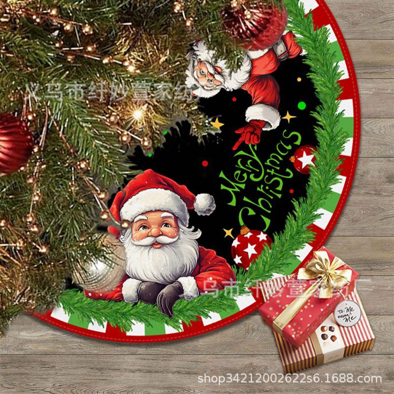 Christmas tree skirt festival Amazon Christmas holiday decorations hot-selling cartoon digital printing props Snowman picture tree skirt Specification image