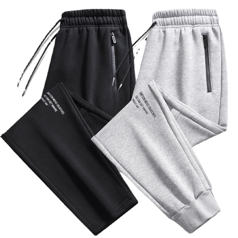 Men's casual pants 2022, men's sweatpants, men's autumn and winter fleece and thickened sportswear pants, large-sized loose pure cotton tight-fitting pants Item Picture