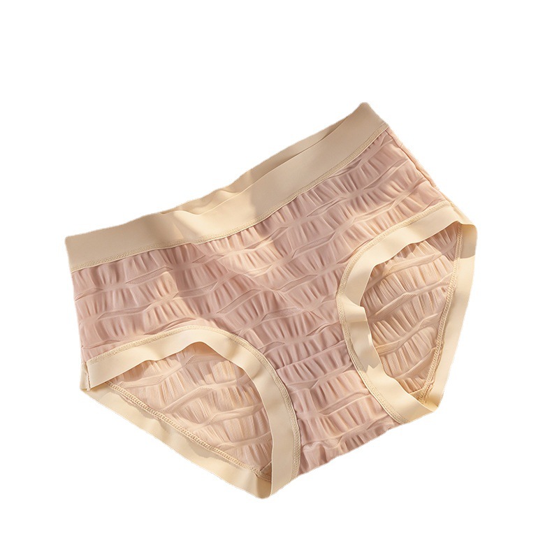 Japanese Bubble Girls Underwear Mid-Waist High Elastic Regenerative Cellulose Bottom Breathable Cloud Feeling Seamless Briefs Female Item Picture