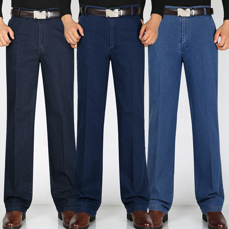 Middle-Aged Men's Jeans Autumn And Winter High-Waisted Loose Stretch Business Casual Denim Pants Men's Dad Pants details Picture