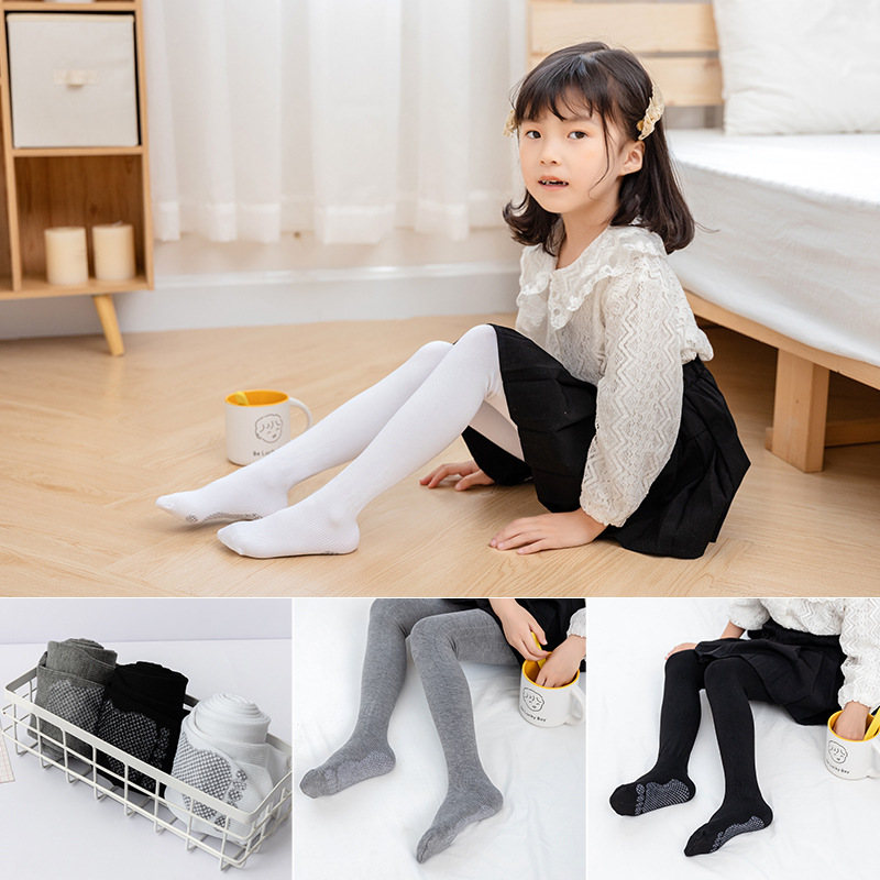 儿童舞蹈袜跳舞专用袜子春秋季连裤袜女童白色练功打底裤防滑棉袜